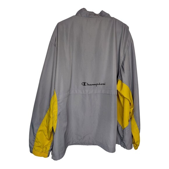 Champion Mens XXL Windbreaker Jacket Gray & Yellow - Picture 2 of 14